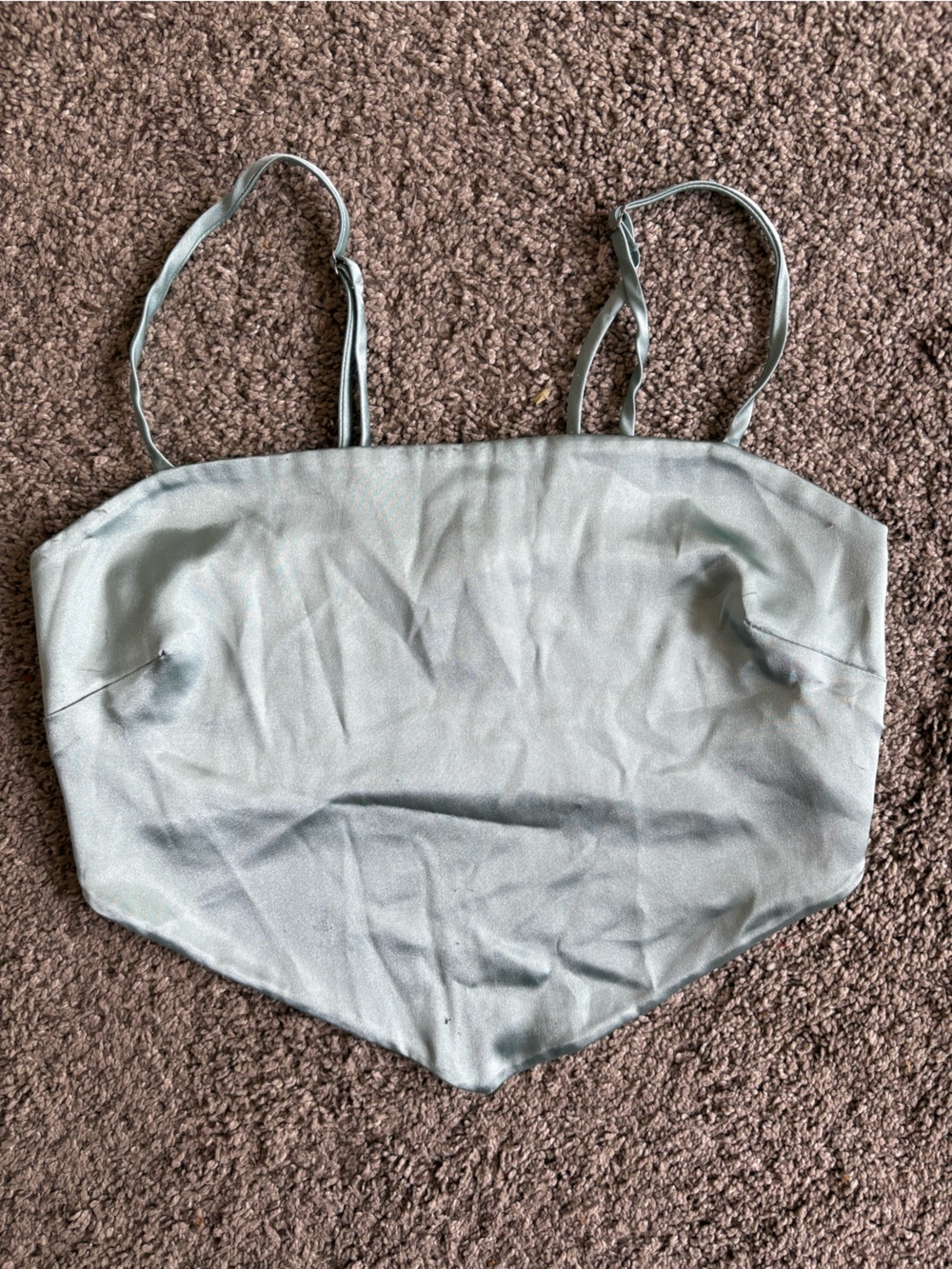 Light Blue Satin Bustier Crop Top